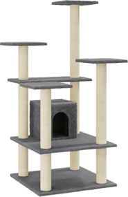 vidaXL Ansamblu pisici cu stâlpi din funie de sisal, gri închis 110 cm