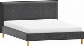 Pat matrimonial gri închis tapițat cu somieră 200x200 cm Tina – Ropez