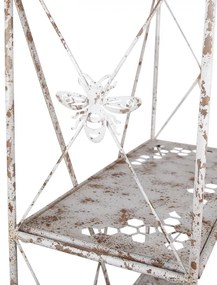Etajera de gradina cu rafturi, alb, din metal, aspect vintage, Abeille