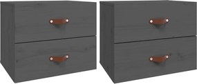 vidaXL Noptiere de perete, 2 buc., gri, 50x36x40 cm