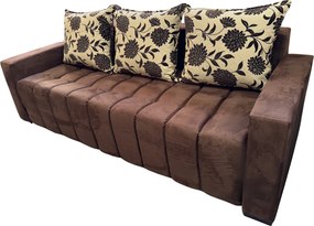 Canapea ZARA extensibila, 3 locuri, cu lada de depozitare, stofa suede maro si bej , 220x95x80 Maro + Bej, Stofa Suede