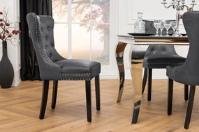 Set 2 scaune Stil Baroc, Piele Sintetica, Negru Vintage, CASTLE