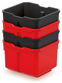 Set 4 cutii depozitare II, negru/rosu
