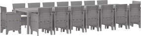 vidaXL Set de masă de grădină cu perne cu pernă 17 pcs Gri deschis PP
