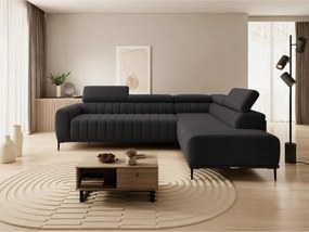 Coltar extensibil stofa catifelata GANDI 140, sezlong dreapta, maro in
