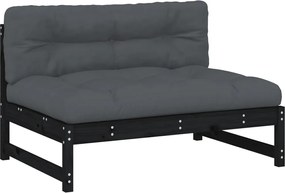 vidaXL Canapea de mijloc, 120x80 cm, negru, lemn masiv de pin
