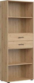 Biblioteca SPACE OFFICE, stejar artisan, PAL laminat, cu 2 sertare, 80