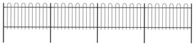 Gard de gradina cu varf curbat, negru, 6,8 x 1 m, otel 1, 1 m, 6.8 m