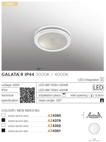 Spot LED incastrabil tavan/plafon baie GALATA R IP44 4000K negru