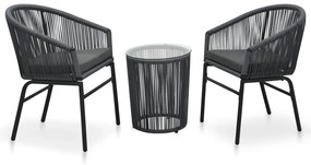 48140 vidaXL Set mobilier de bistro cu perne, 3 piese, antracit, ratan PVC