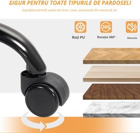 HOMCOM Scaun pentru Birou cu Înălțime Reglabilă și Reclinabil până la 135° Negru | Aosom Romania