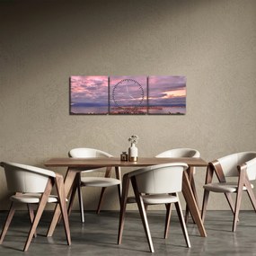 Tablou - Amurg la oraș (cu ceas) (90x30 cm)