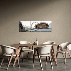 Tablou - cabana montană în zăpadă (cu ceas) (90x30 cm)