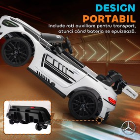 AIYAPLAY Mașinuță Electrică pentru Copii 3-8 Ani Mercedes-AMG 12V cu Telecomandă, Lumini LED, Roți de Transport, Alb | Aosom Romania