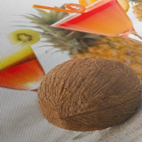 Tablou cu ananas și pahare pe plajă (90x60 cm)