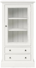Vitrina, alba, din lemn de pin masiv, cu aspect vintage, small single, Country