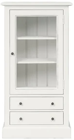 Vitrina, alba, din lemn de pin masiv, cu aspect vintage, small single, Country