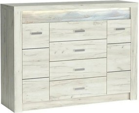 Comoda INDIANAPOLIS I7, stejar craft alb, PAL laminat, cu 4 sertare, 2