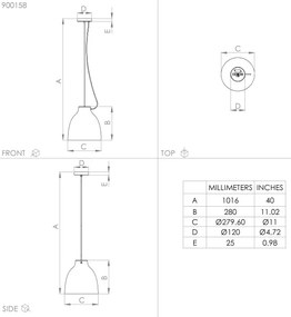 Lustră pe cablu CAMASCA 1xE27/40W/230V neagră Eglo 900158