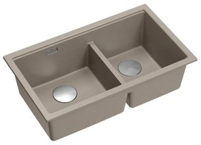 Chiuveta compozit sub blat Quadron Logan 120 bej soft taupe - inox 76x45 cm