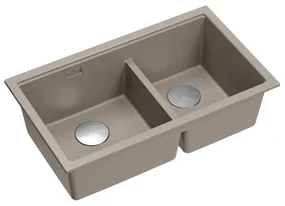 Chiuveta compozit sub blat Quadron Logan 120 bej soft taupe - inox 76x45 cm