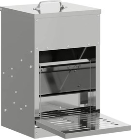 vidaXL Hrănitor cu pedale pentru pui Argintiu 25 x 42 x 40 cm