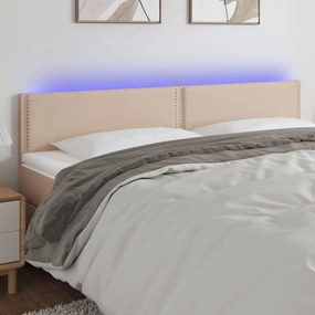 3121585 vidaXL Tăblie de pat cu LED cappuccino 200x5x78/88 cm piele ecologică