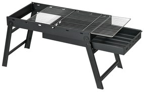 Outsunny Grătar la cărbuni de lemn pliabil portabil Grătar BBQ pe picioare cu tava de cărbuni detasabila 74L x 30l x 37H cm | Aosom Romania
