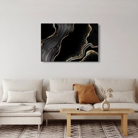 Tablou - Marmură negru - auriu (90x60 cm)