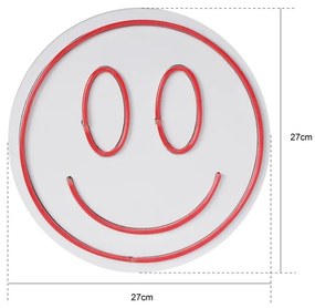 Decoratiune luminoasa LED de perete Smiley Albastru 27 cm