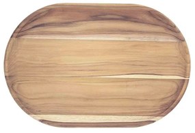 Tocator oval din lemn de tec 47.5x31.5x1.8 cm Churrasco Tramontina 13527351, fabricat in Brazilia