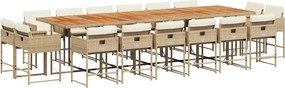 vidaXL Set mobilier de grădină cu perne, 17 piese, bej, poliratan