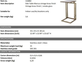 Masuta laterala design LUX Marcus alama vintage