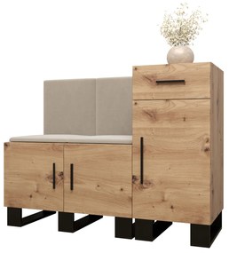 Set mobilier pentru hol Amanda 18 (Stejar artisan + bej). 1086010