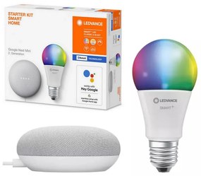 Difuzor inteligent Google Nest Mini + bec LED RGBW SMART+ Ledvance