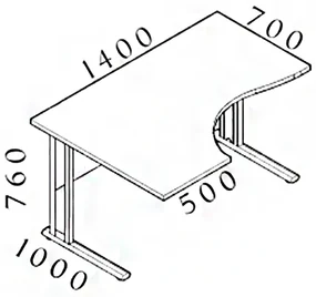 Masa ergonomica Visio 140 x 100 cm, stanga, paltin