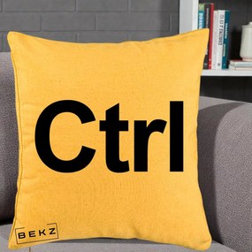 Perna Personalizata Tasta Ctrl Tipografie Bold, 40x40 cm, Galben, Husa Detasabila, Perna Inclusa, BEKZ®