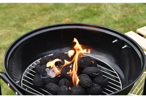 Grătar portabil cu cărbuni, negru/lemn