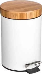 Cos de gunoi cu capac din bambus NATUREO 3L, alb