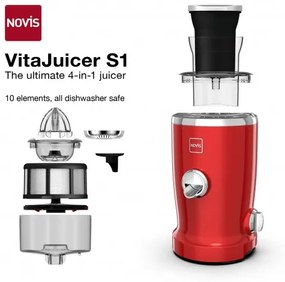 Storcator de fructe si legume cu 4 functii, 240W, Novis VitaJuicer S1 Rosu