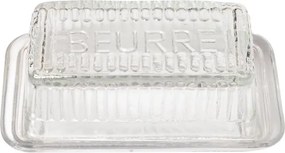Untiera din sticla, cu capac, H6cm Beurre