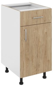 Corp Baza Karo, 1 Sertar, 1 Usa, Lemn Natural/Alb, 40 x 50 x 80 cm