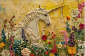 Tablou - Unicorn cu flori (90x60 cm)