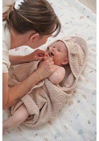 Prosop cu glugă pentru copii, bej din bumbac organic 80x80 cm Almond – Cam Cam Copenhagen