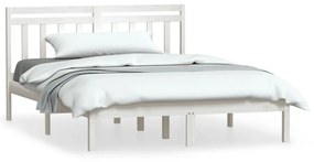 3100560 vidaXL Cadru de pat mic dublu, alb, 120x190 cm, lemn masiv