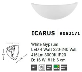 Aplica de perete LED cu iluminat ambiental gips alb ICARUS