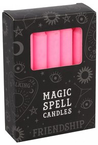 Set 12 lumanari roz pentru ritualuri de prietenie, 10x1 cm
