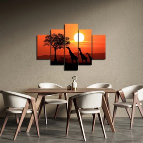 Tablou cu girafe în apus de soare (150x105 cm)