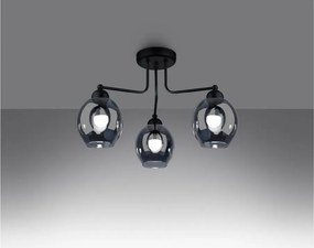 Plafonieră neagră cu abajur din sticlă 54x54 cm Garten – Sollux