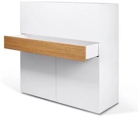 Birou cu dulap Focus White/Oak, 110 x 42 x 109 cm